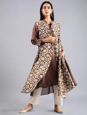 Shibori jacket dress in Brown (Set of 2)