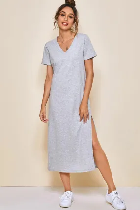 Split hem grey tee dress