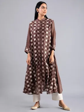 Star Shibori Jacket Dress In Brown (Set of 2)