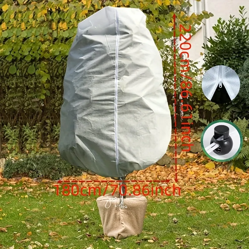 1pc Plant Frost Cover with Zipper and Drawstring Frost Protection