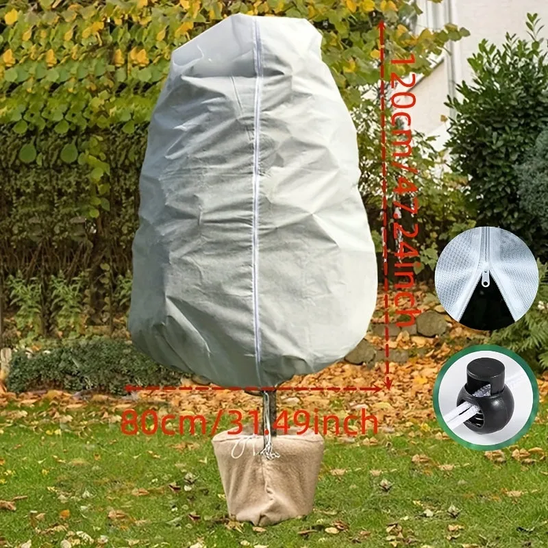 1pc Plant Frost Cover with Zipper and Drawstring Frost Protection