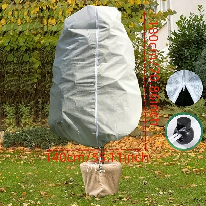 1pc Plant Frost Cover with Zipper and Drawstring Frost Protection