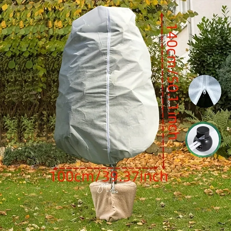 1pc Plant Frost Cover with Zipper and Drawstring Frost Protection