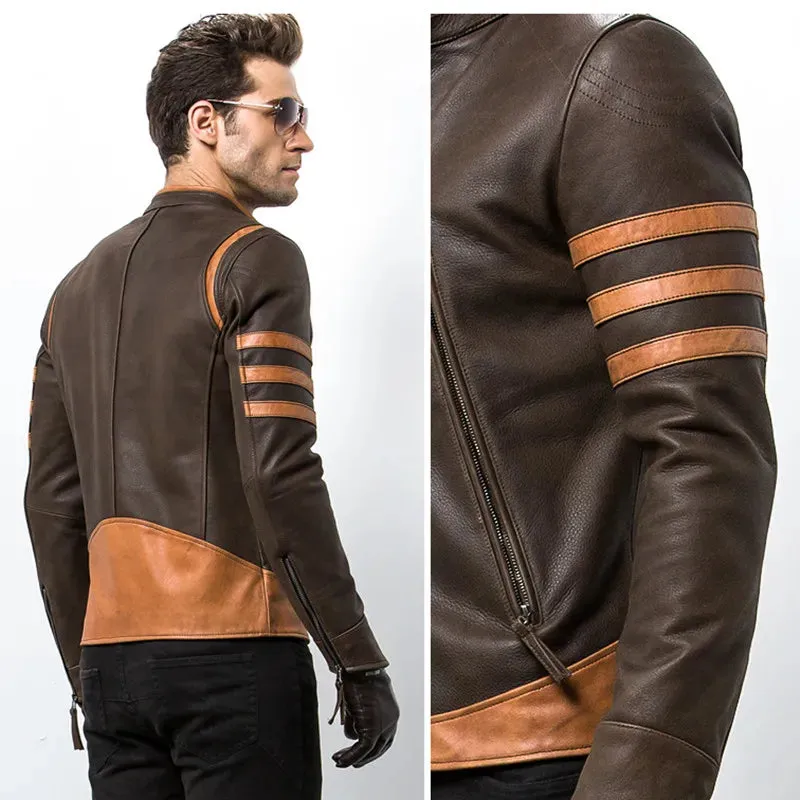 2023 Autumn Men's Zipper Leather Jacket Wolverine Casual PU Leather Locomotive Coat Logan Bomber Jacket Slim Coats