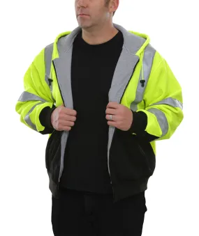 603STLB Safety Hoodie: Hi-Vis 2-Tone Hoodie: Thermal Liner: Full Zip: 16oz