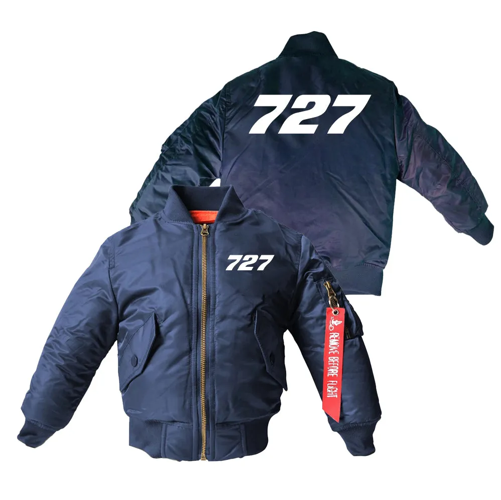 727 Flat Text Designed Children Bomber Jackets