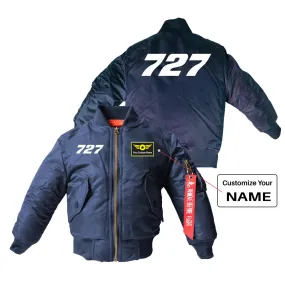 727 Flat Text Designed Children Bomber Jackets