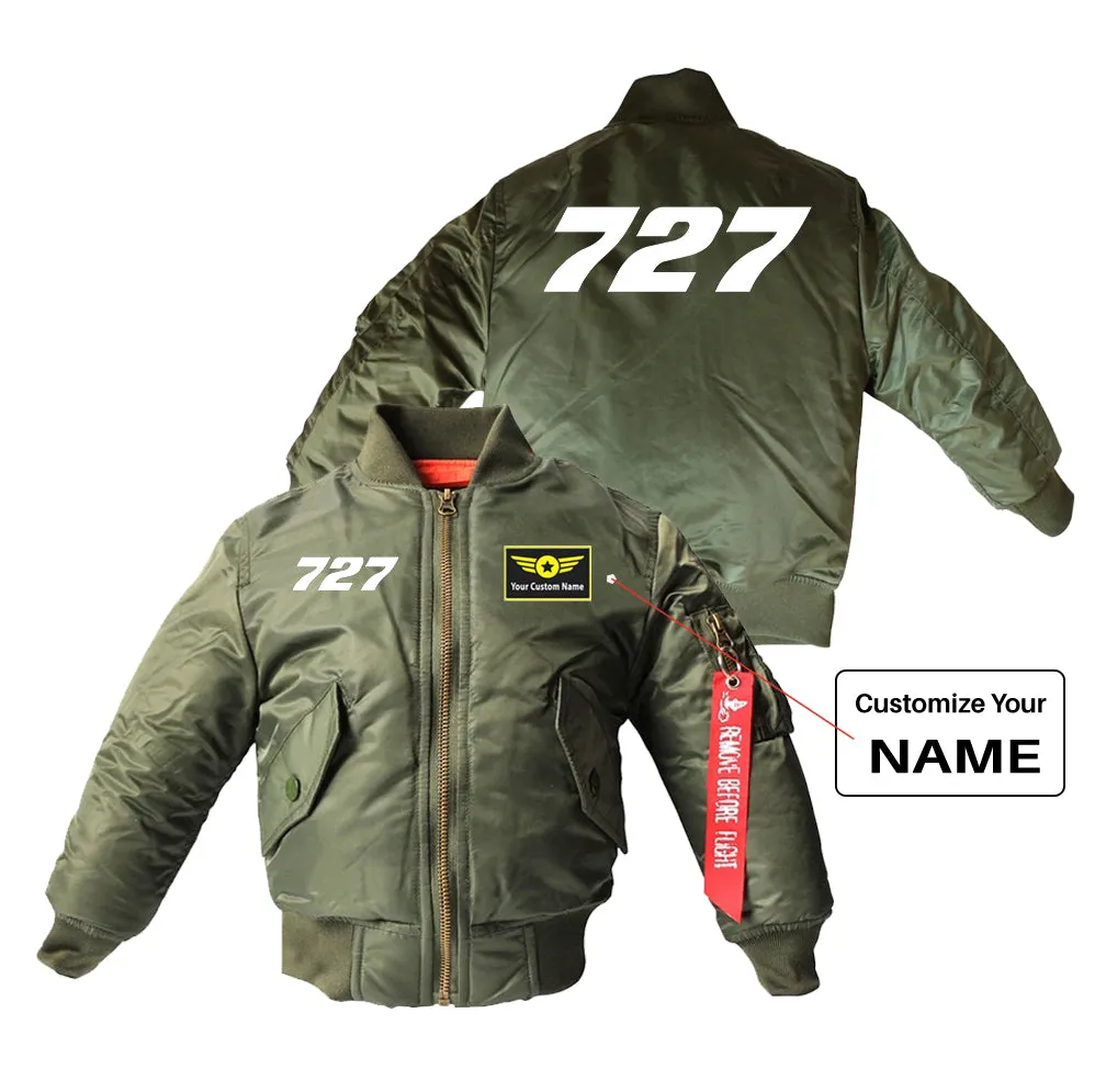 727 Flat Text Designed Children Bomber Jackets