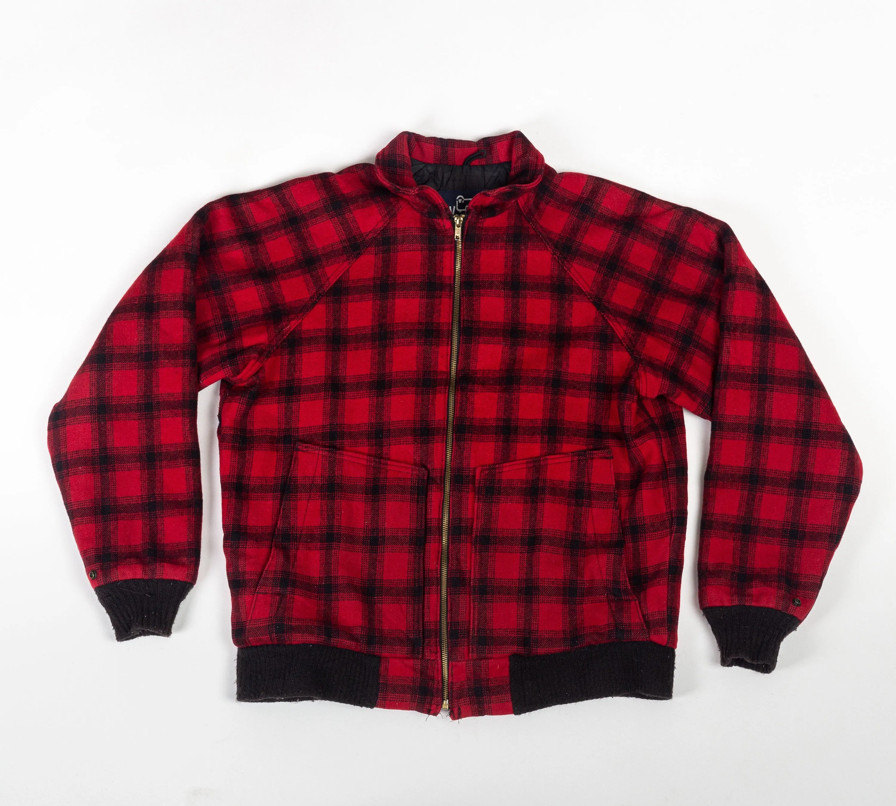 80s Buffalo Plaid Woolrich Bomber Coat - Men's Medium