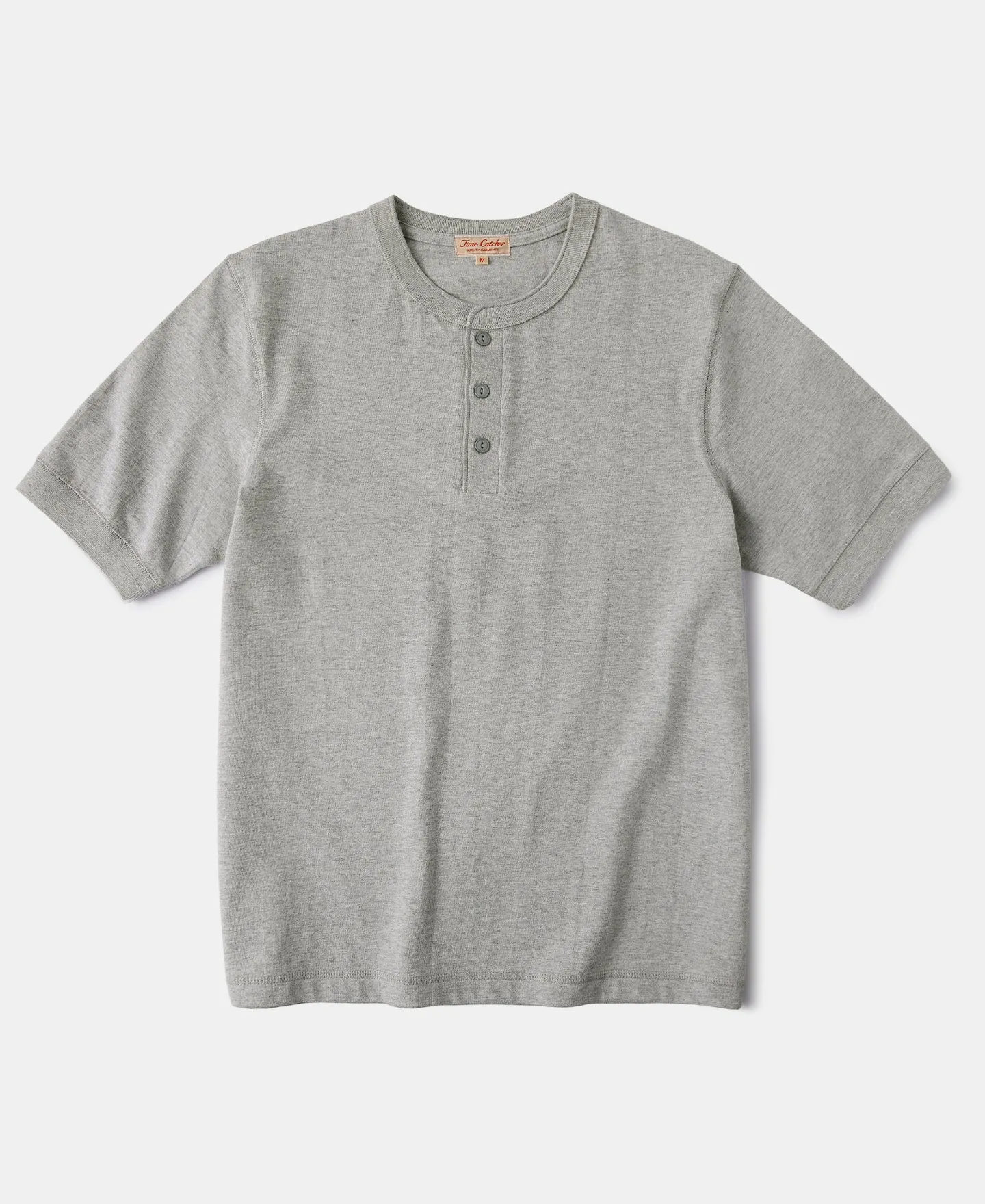 9.3 oz Cotton Tubular Henley T-Shirt - Gray