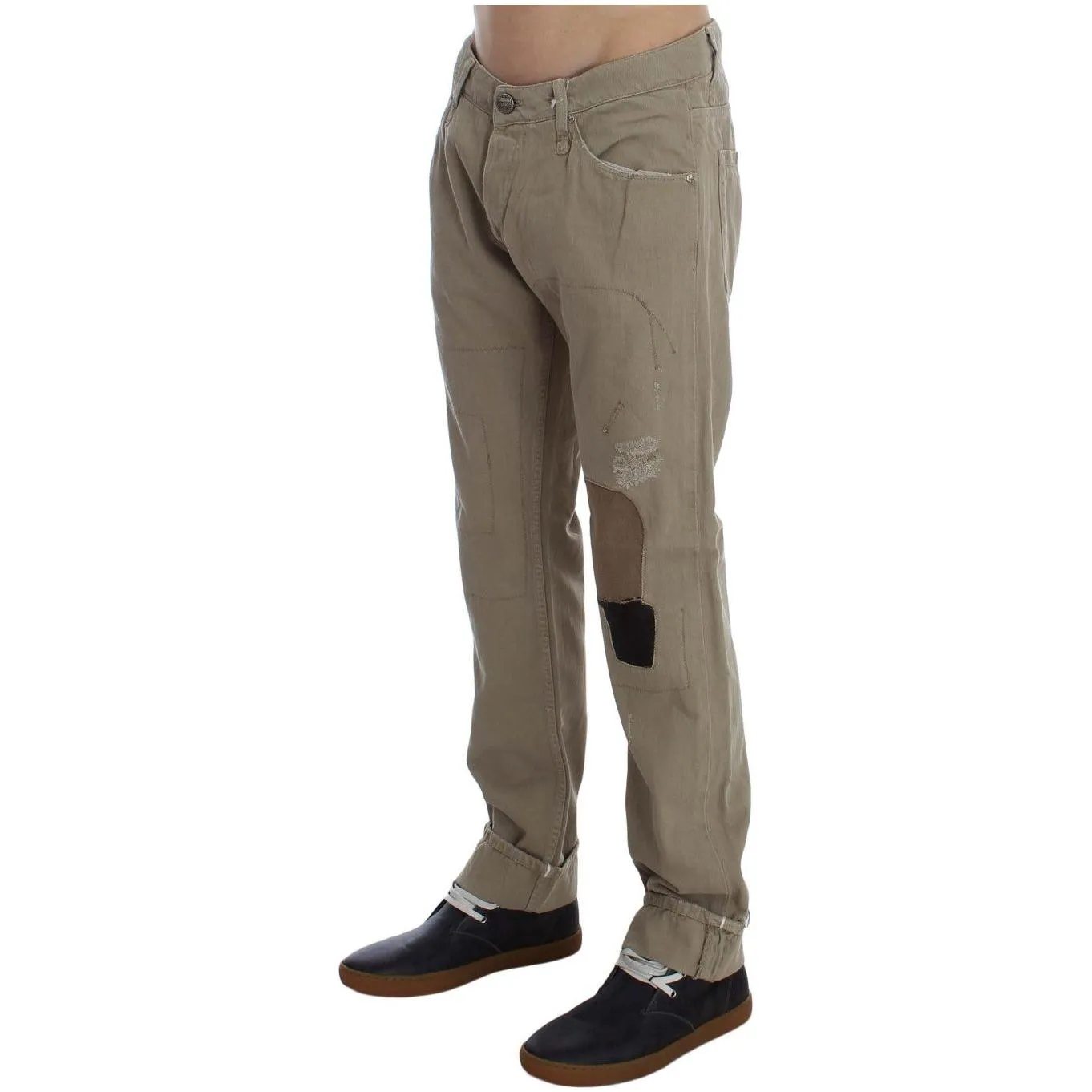 Acht Beige Straight Fit Cotton Jeans for Men