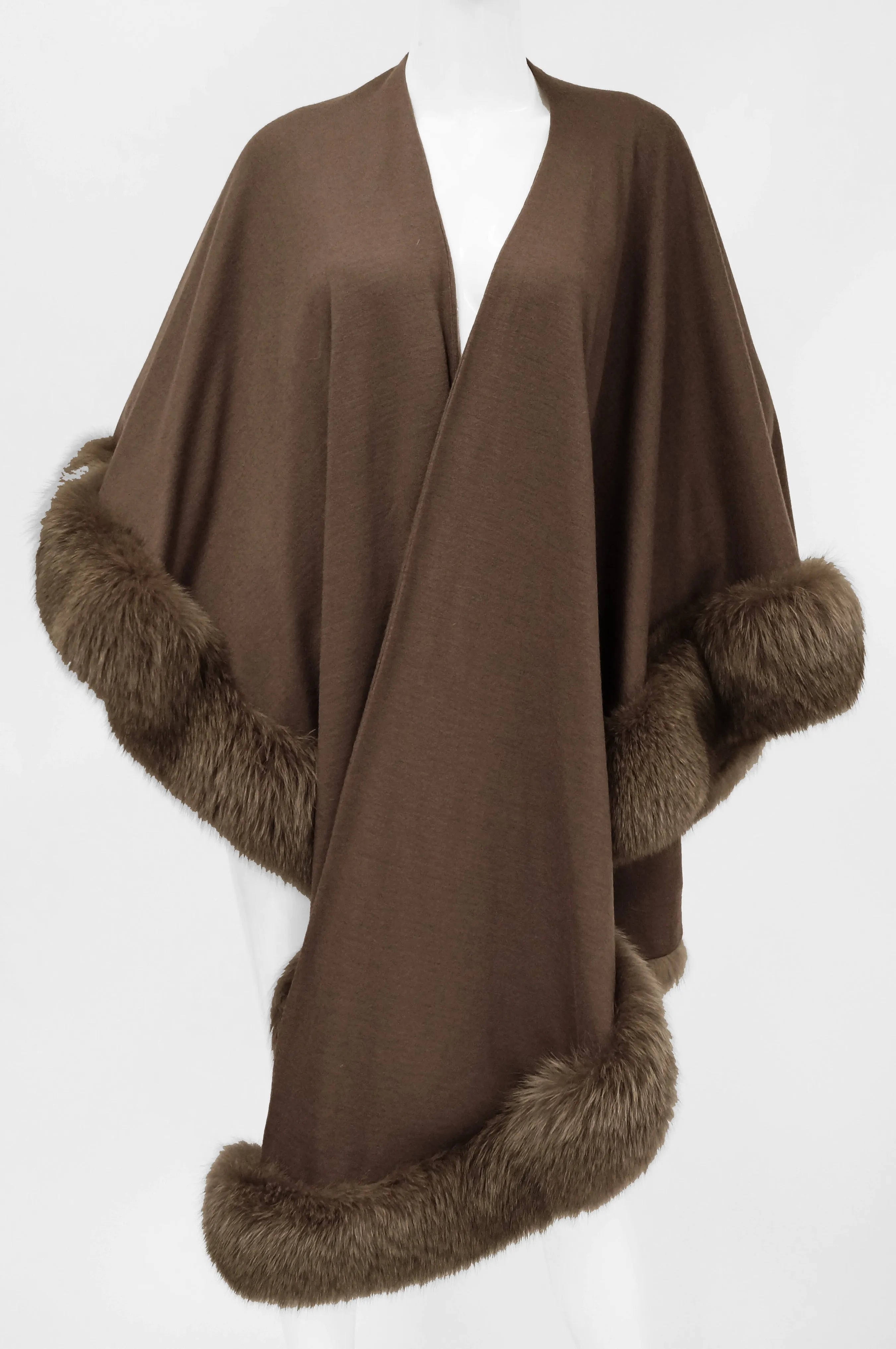 Adrienne Landau Wool and Fox Fur Shawl