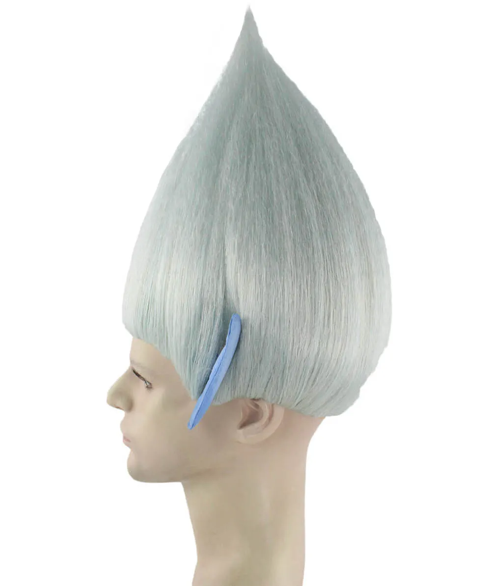 Adult Men's Silver Troll Wig with Ears | Pointy Silver Fairy Wig | Premium Halloween Wig