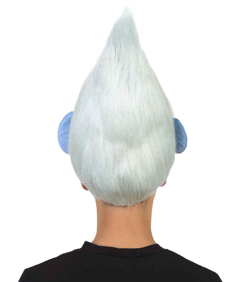 Adult Men's Silver Troll Wig with Ears | Pointy Silver Fairy Wig | Premium Halloween Wig