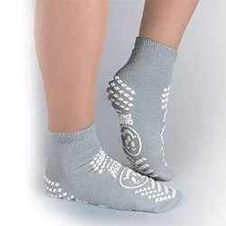 Adult Non-Skid Patient Socks, Double-Sided Grip, Gray, 2XL