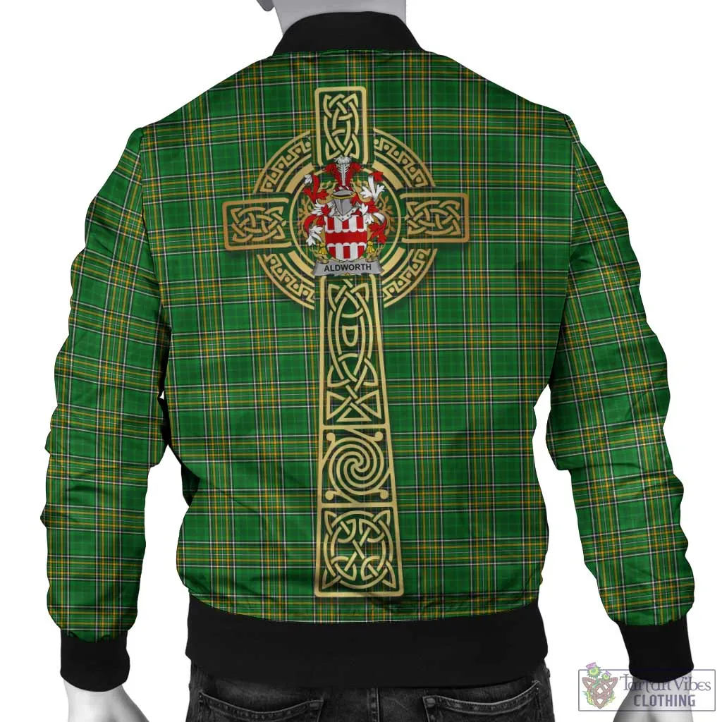 Aldworth Irish Clan Tartan Bomber Jacket with Coat of Arms Celtic Tree of Life Style