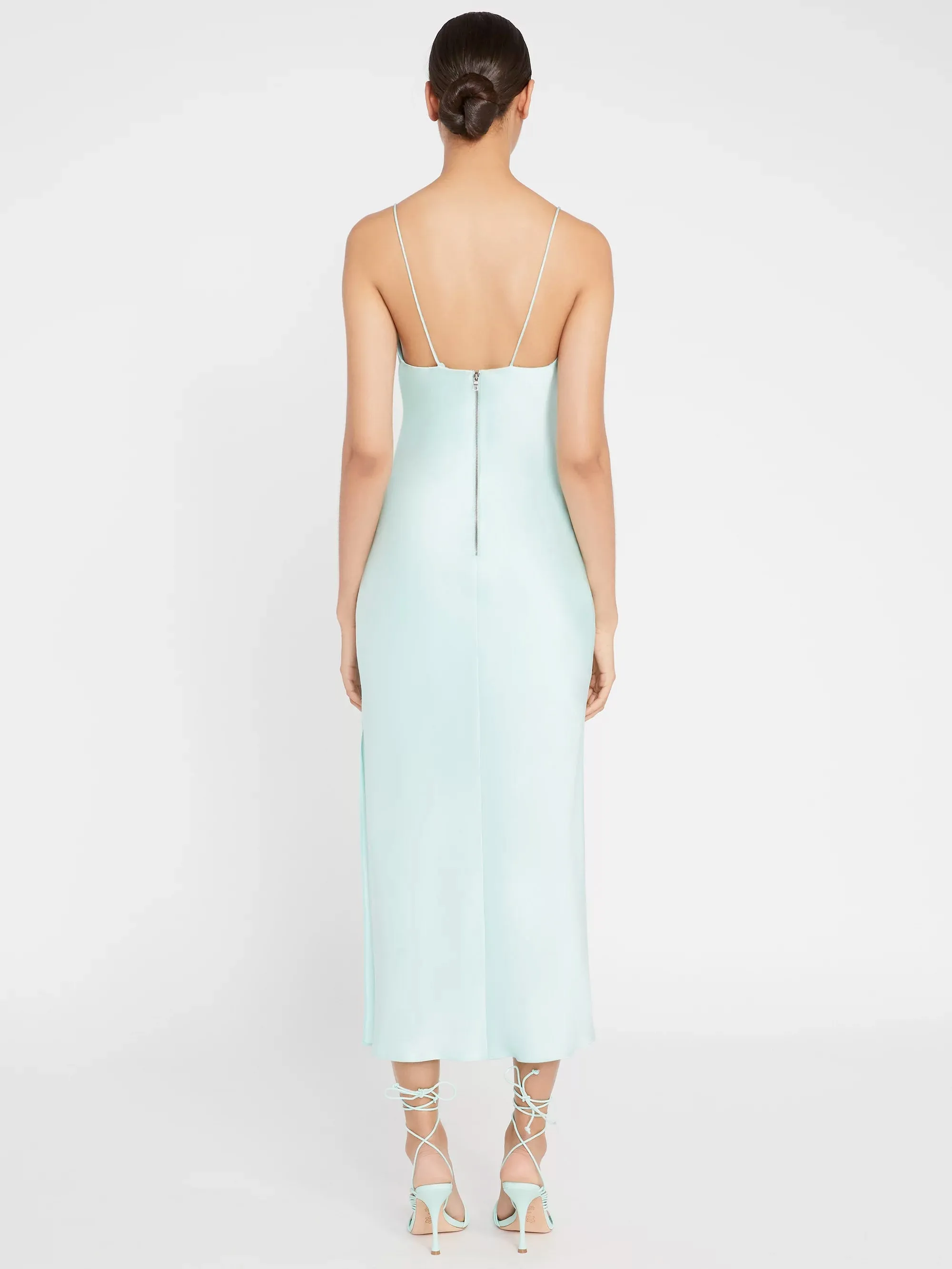 Alice   Olivia - Harmony Drape Slip Midi Dress w Slit in Mint