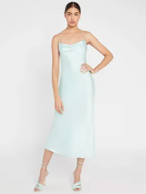 Alice   Olivia - Harmony Drape Slip Midi Dress w Slit in Mint