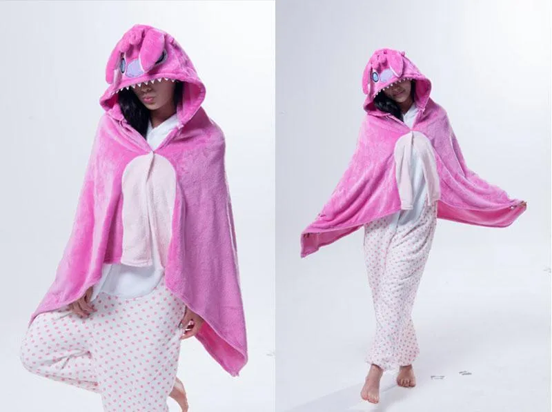 Animal Kigurumi Pink Stitch Cosplay Costume Hoodie Cloak Shawl