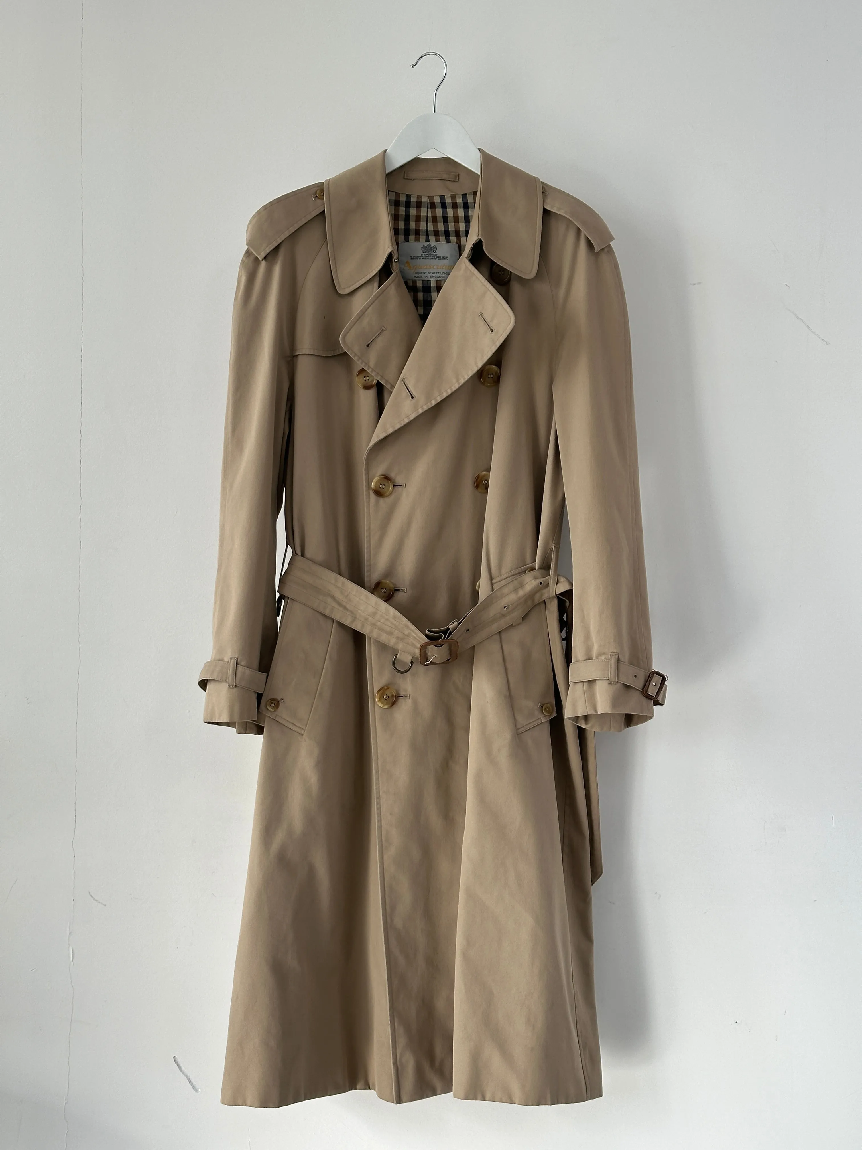 Aquascutum Cotton Double Breasted Belted Trench Coat - XL