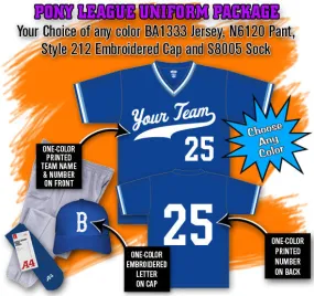 Athletic Knit Pony League Baseball Uniform Package