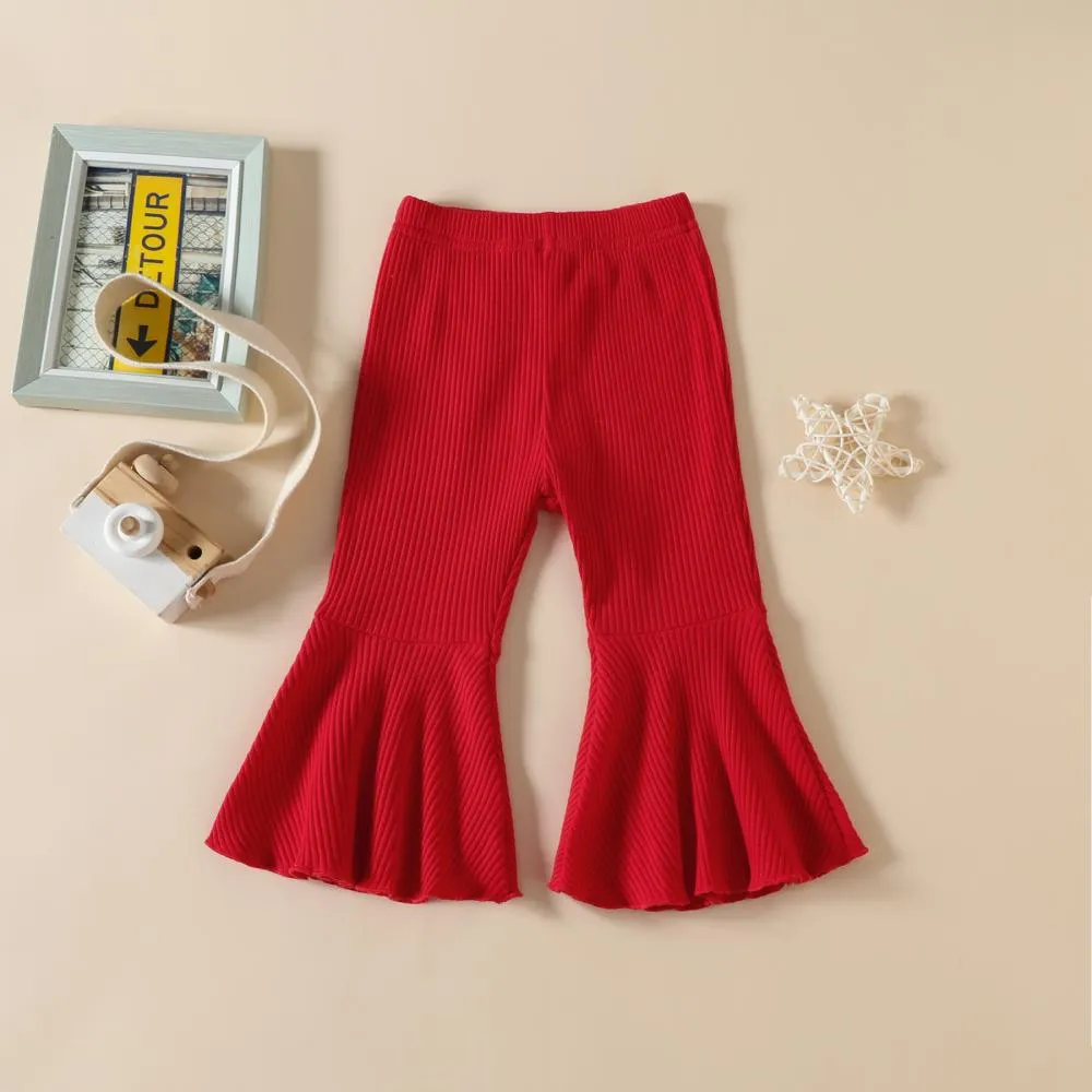 Baby Girl Christmas Letter Top   Pit Strip Flared Pants Set Wholesale Girls Clothes