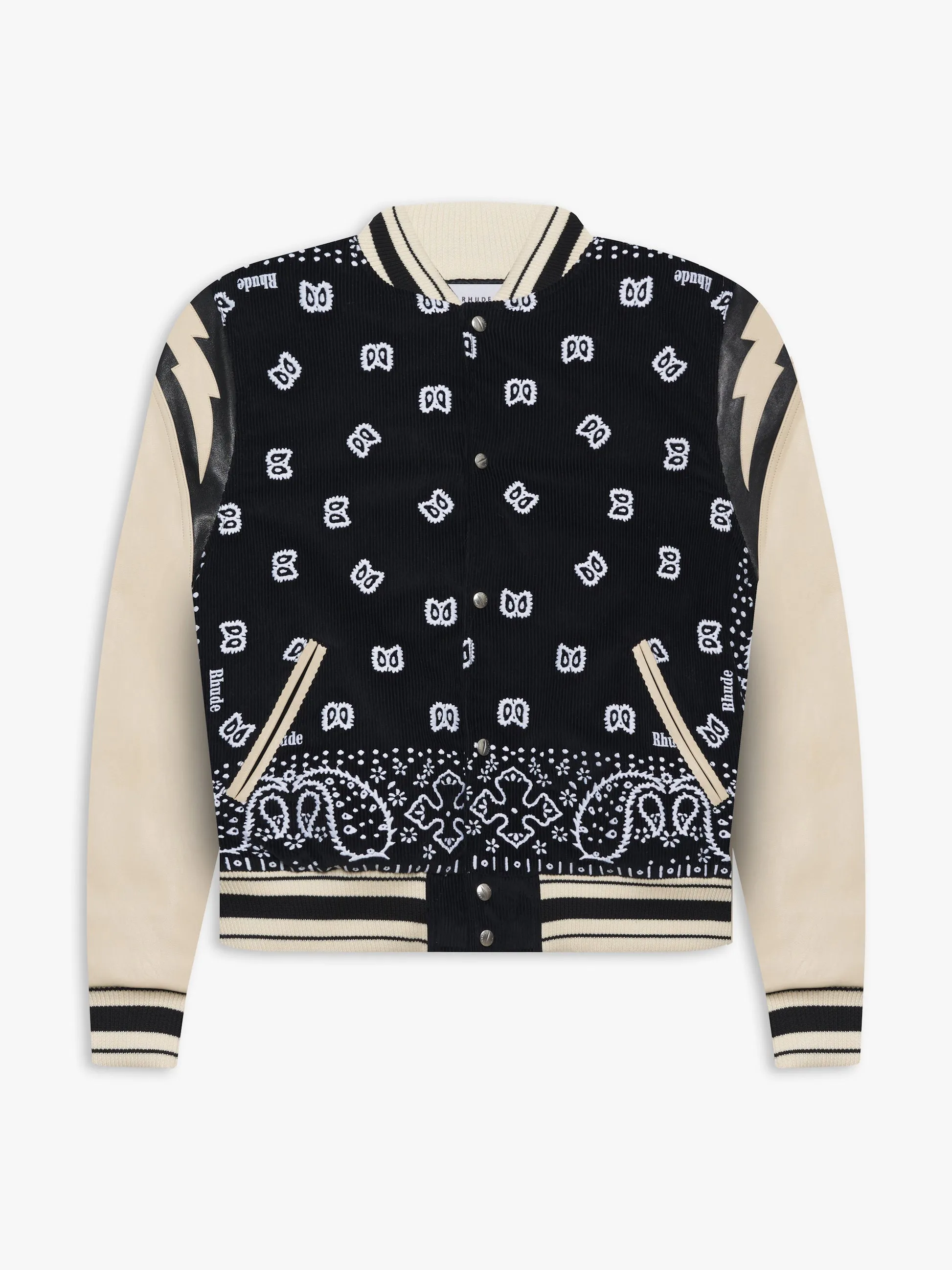 BANDANA BOMBER JACKET - BLACK/WHITE