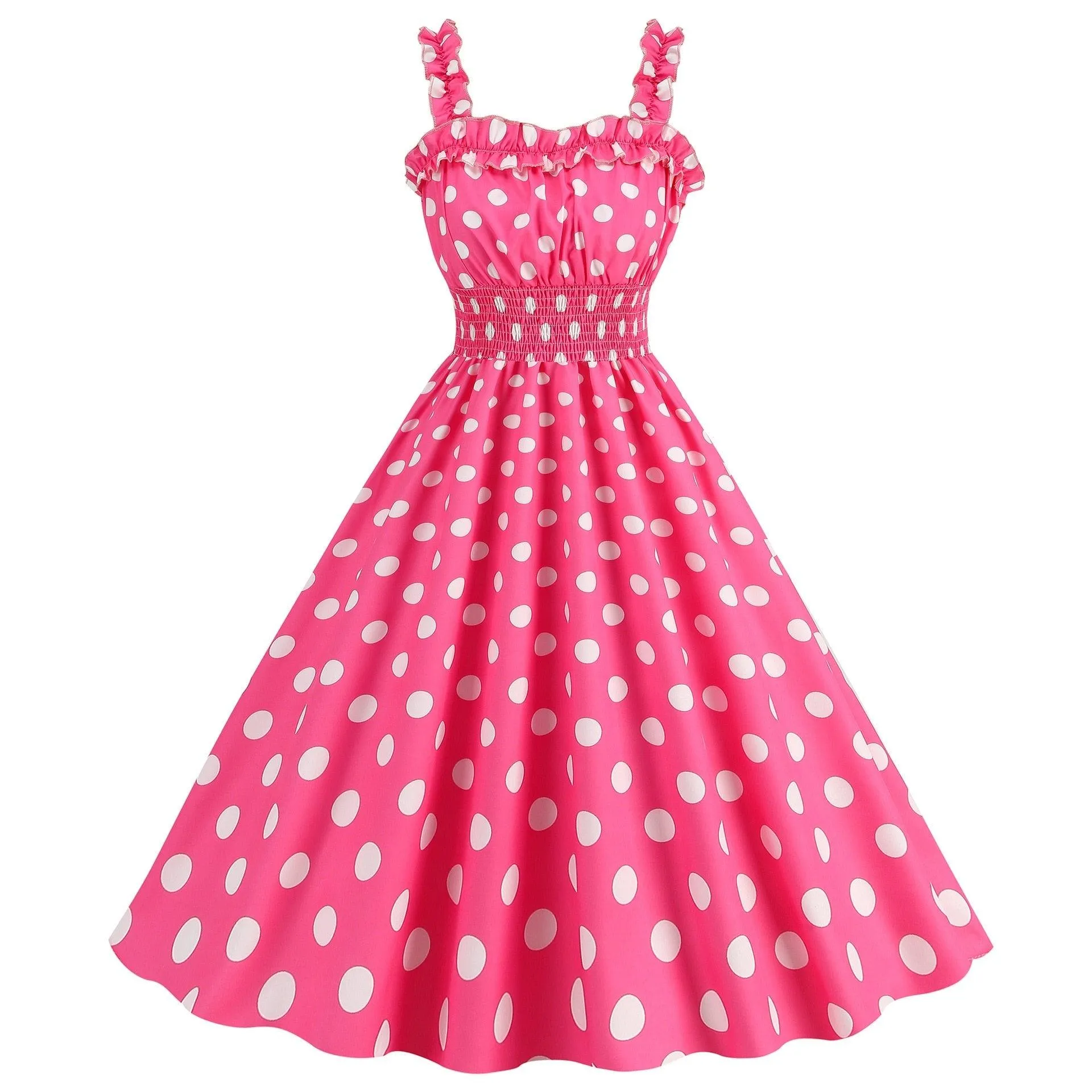 Barbie pink Dress -  with a pink plaid pattern 2023 - trendy Strapless Cocktail Rockabilly Party Swing Sweet Girls for cocktail parties and rockabilly events