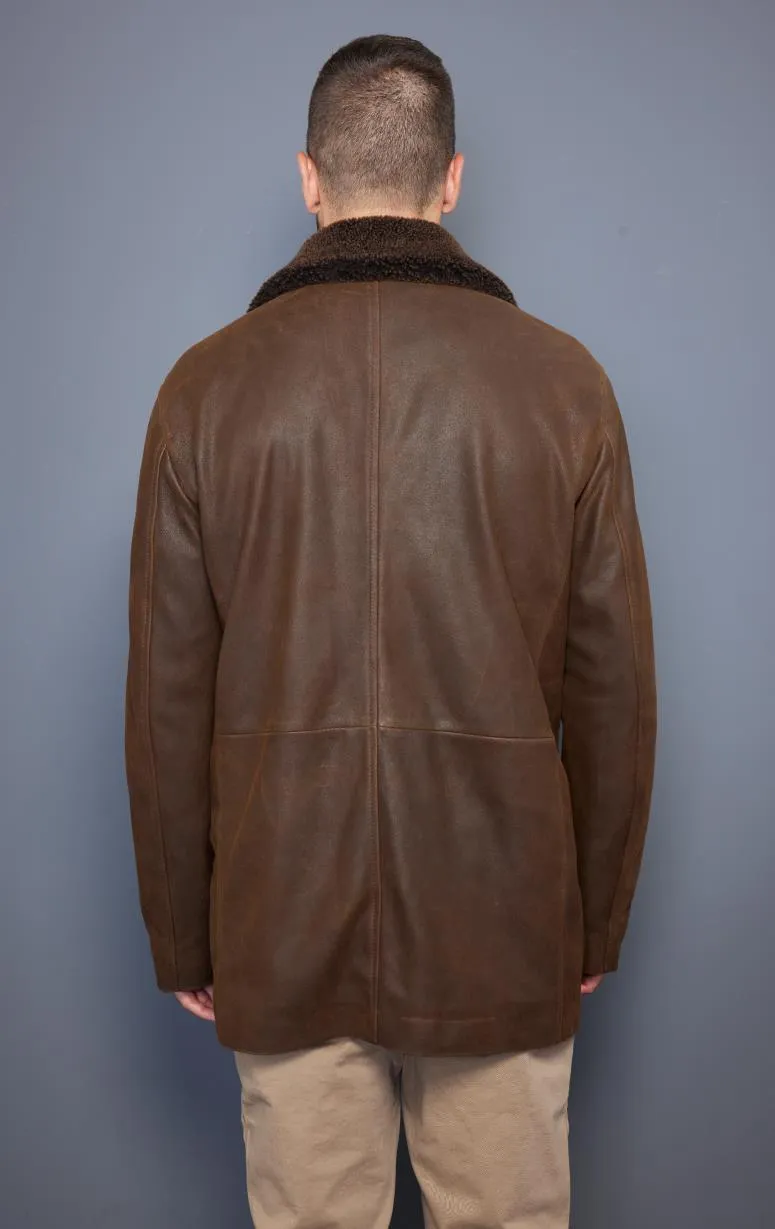 Barrington's - Men's Leather Jacket with Shearling