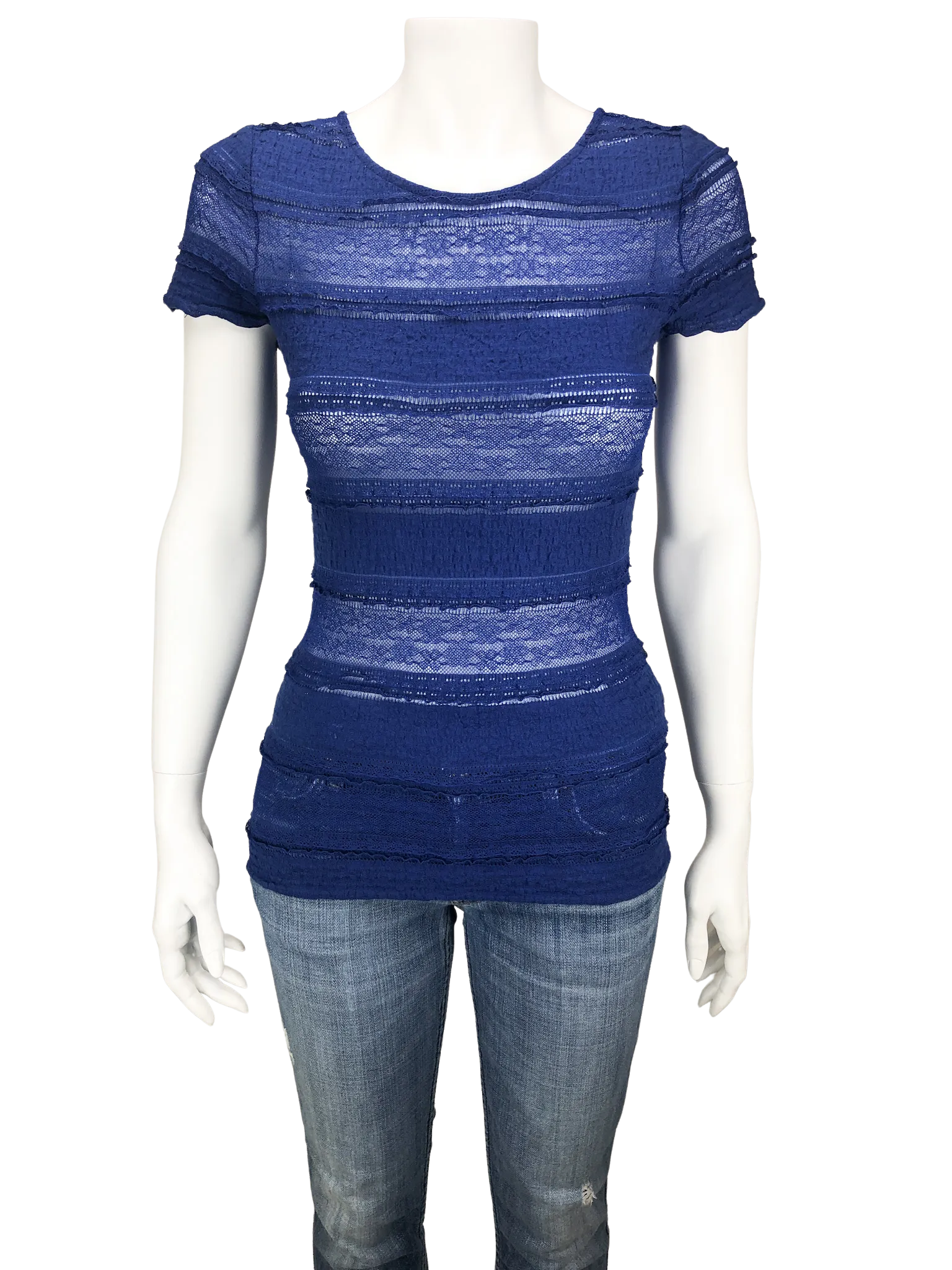 BCBG MAXAZRIA, Women's Lace Tee, Cobalt, Size S