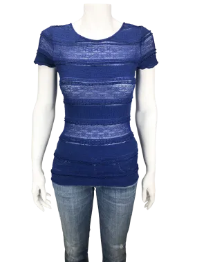 BCBG MAXAZRIA, Women's Lace Tee, Cobalt, Size S