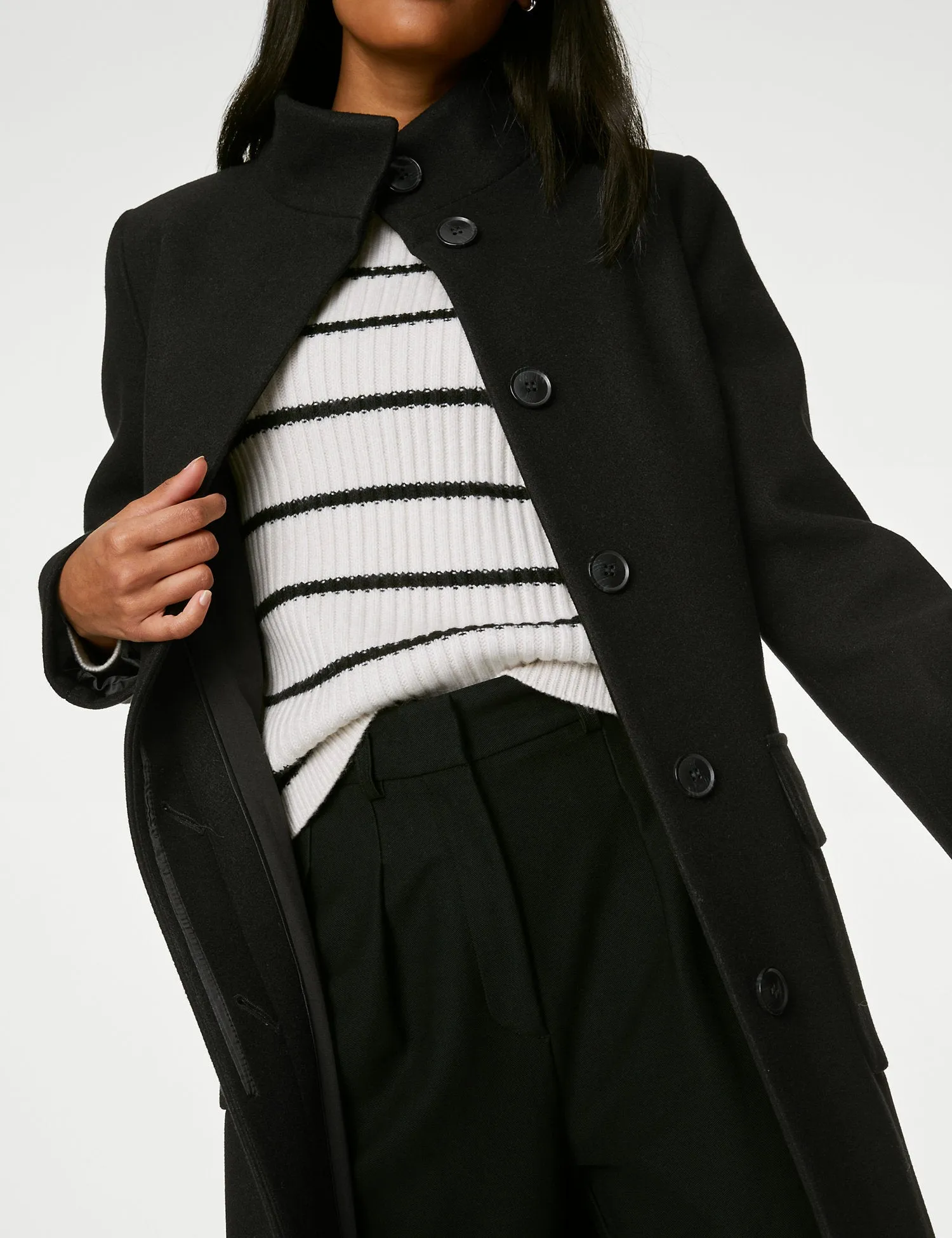 Belted Funnel Neck Coat