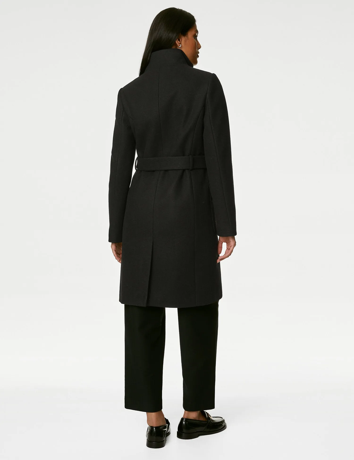 Belted Funnel Neck Coat