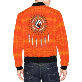 Between the Mountains Orange Feather Directions Bomber Jacket for Men