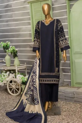 Bin Saeed Stitched 3 Piece Dhanak Winter Shawl Vol-02 Collection'2022-SM-033-Blue