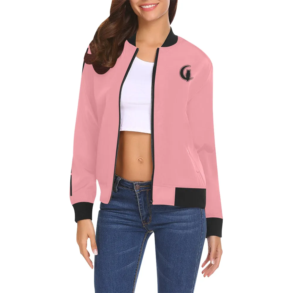 BLACC BORDER PINK All Over Print Bomber Jacket for Women