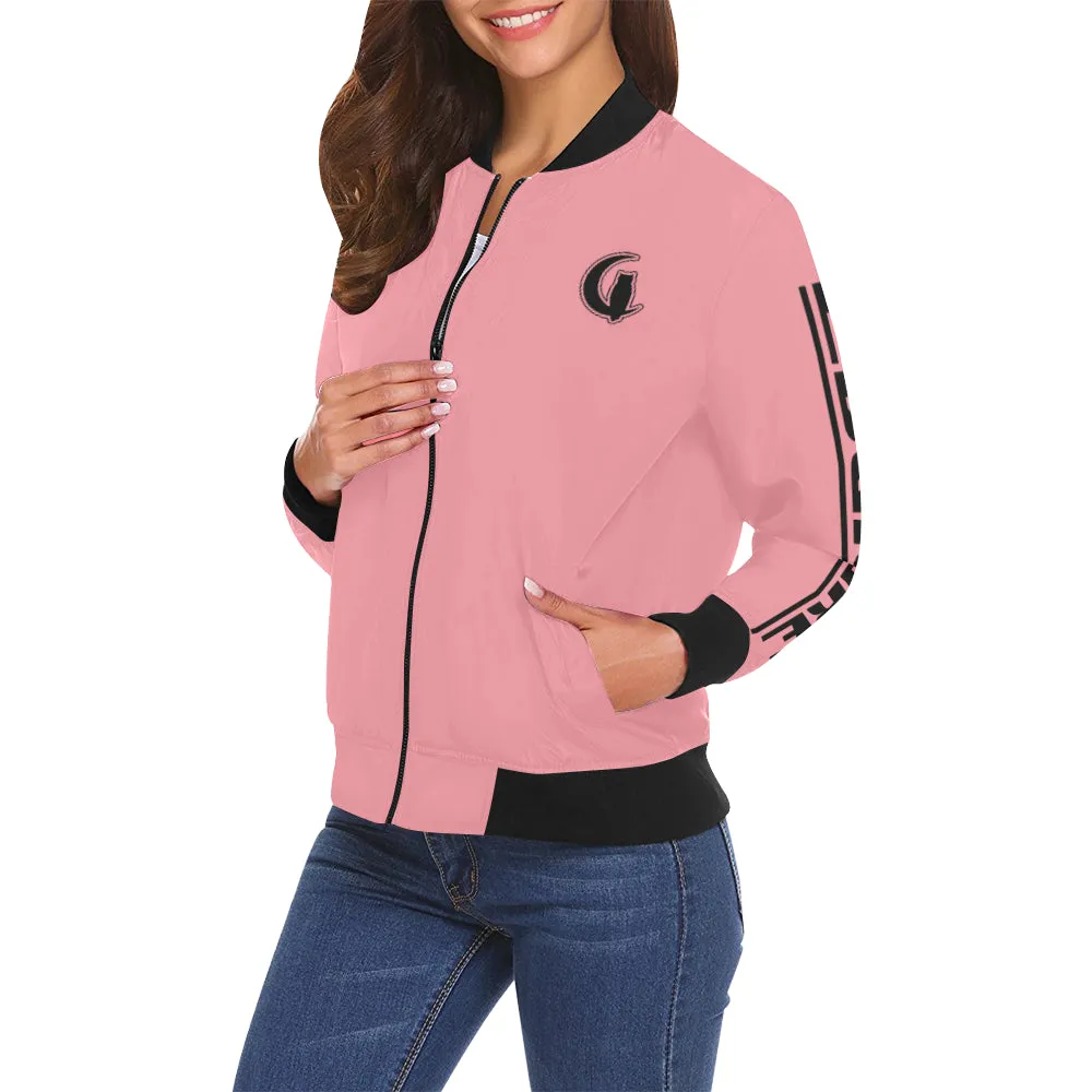 BLACC BORDER PINK All Over Print Bomber Jacket for Women