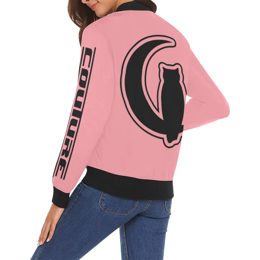 BLACC BORDER PINK All Over Print Bomber Jacket for Women