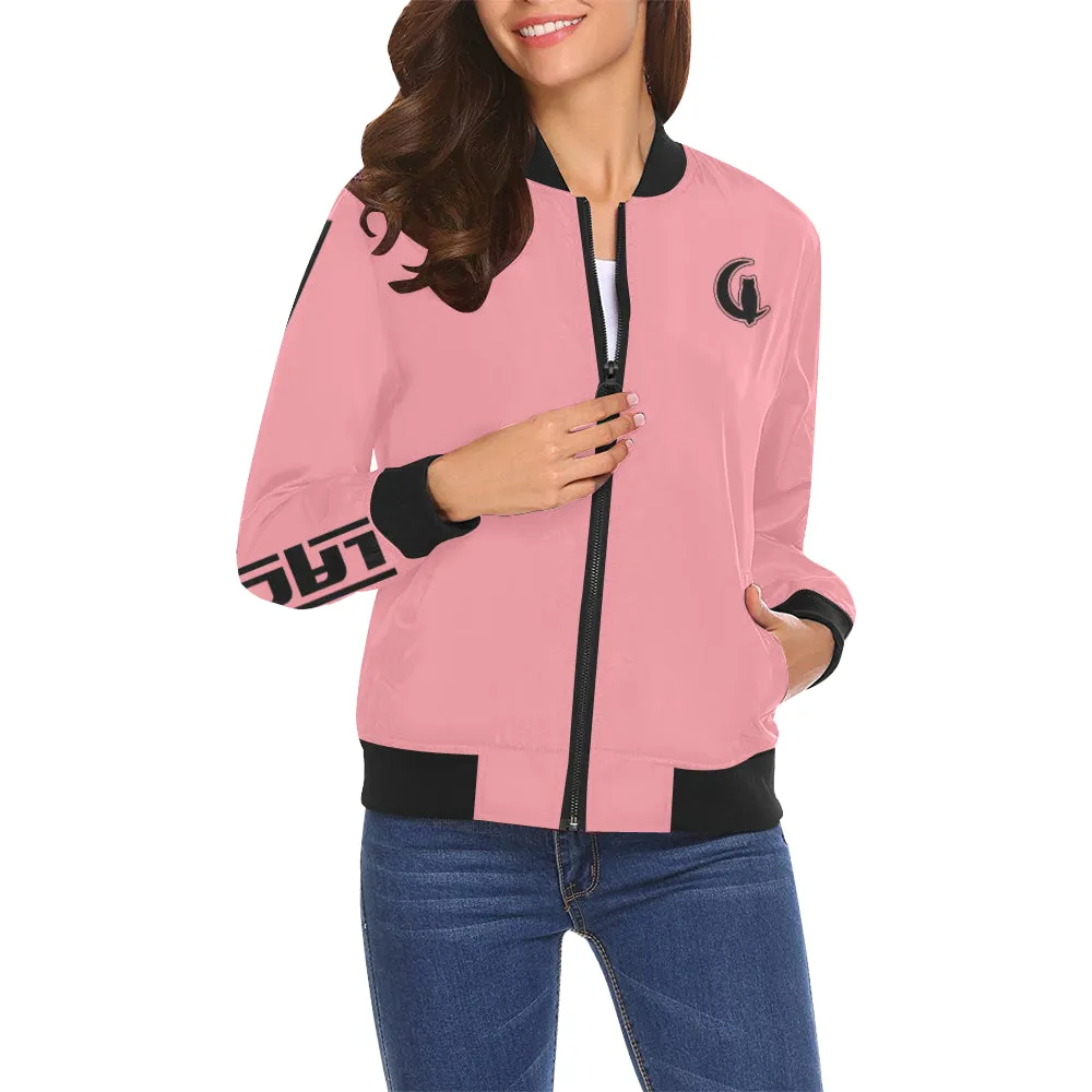 BLACC BORDER PINK All Over Print Bomber Jacket for Women