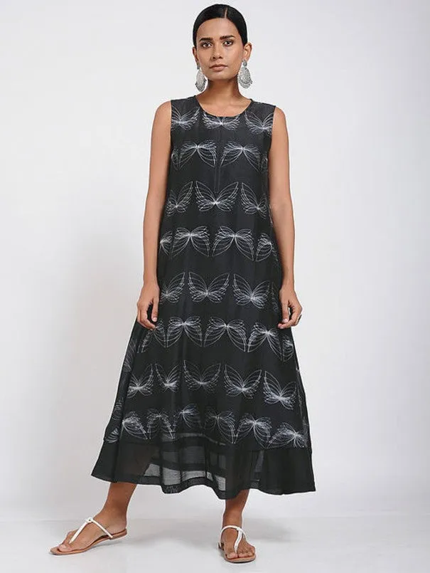 Black & White  Shibori Print  Sleeveless Dress (Set of 2)