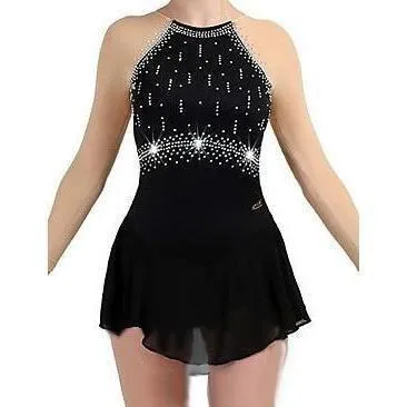 Black Figure Skating Dress with Mesh Sleeves BSU2682.6