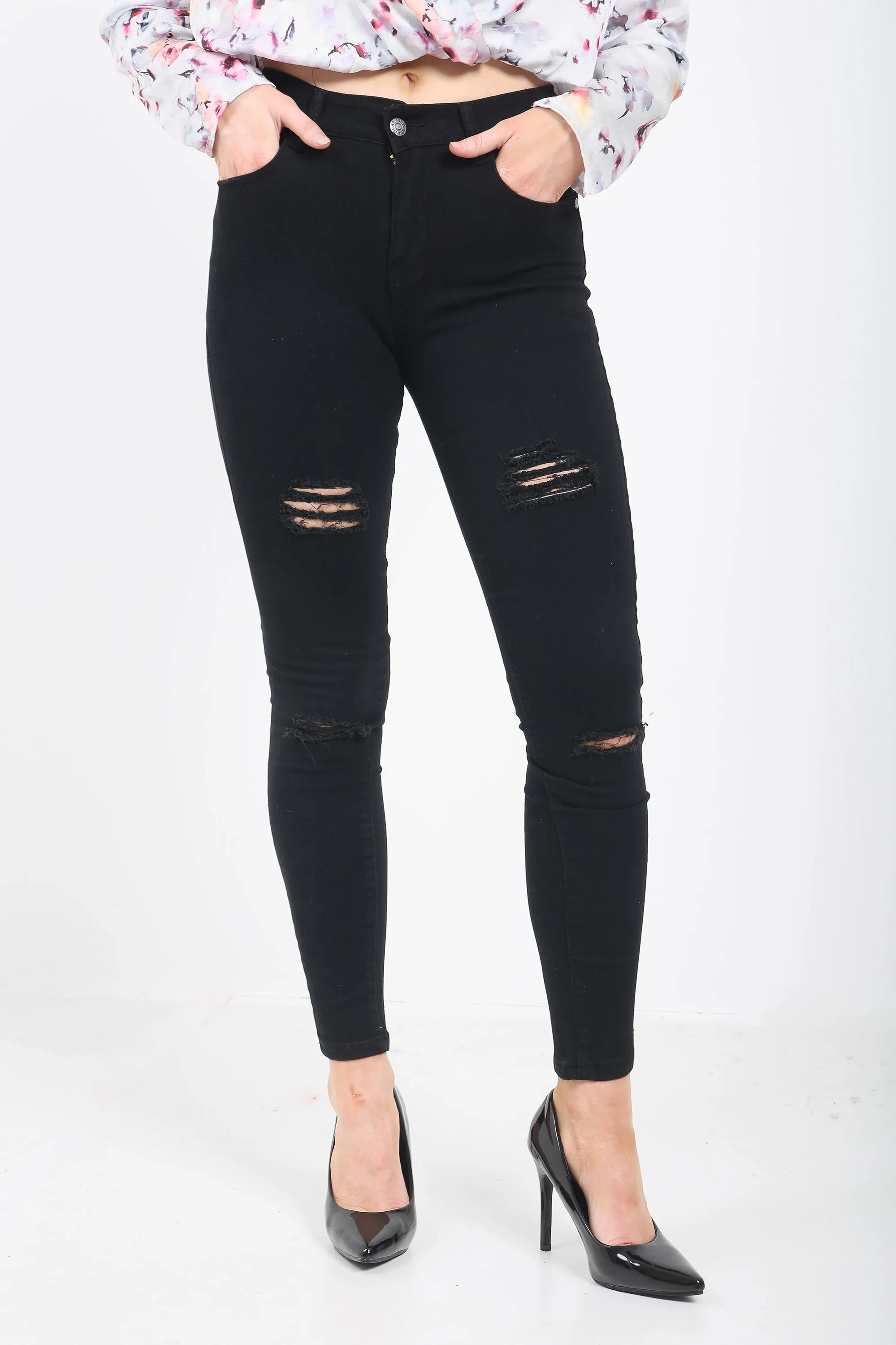 BLACK LADIES HIGH WAISTED JEANS