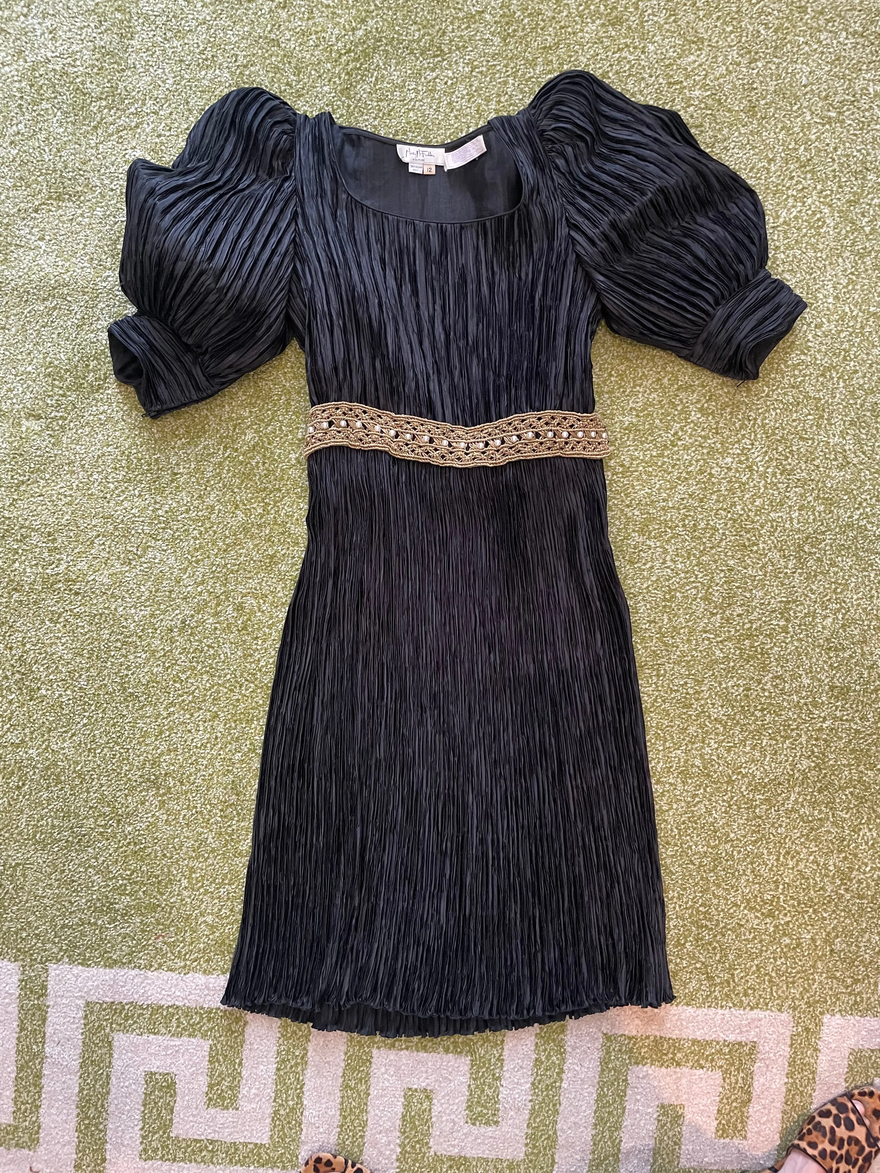 Black Mary McFadden Fortuny Pleat Dress