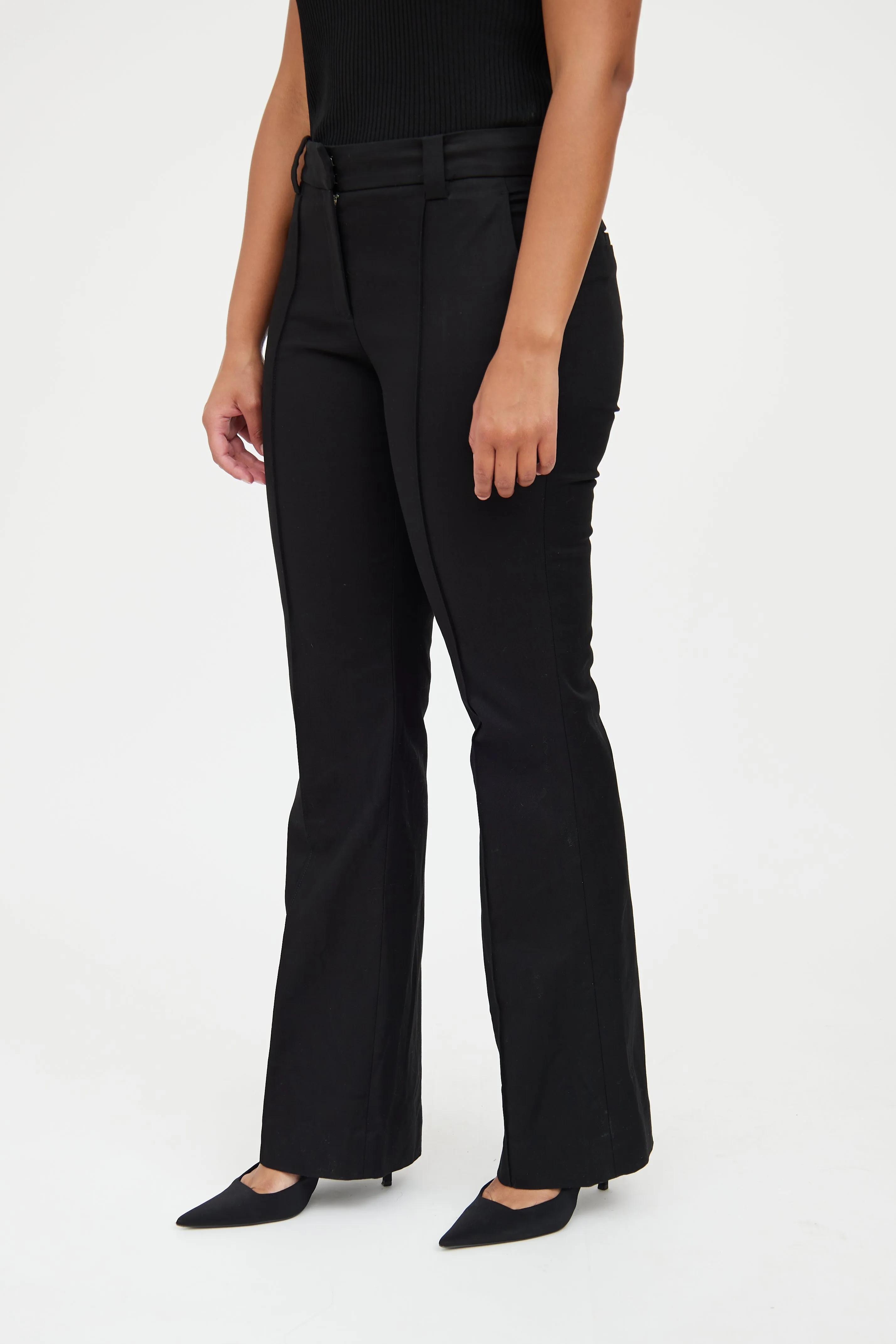 Black Pleated Flared Dress Pant