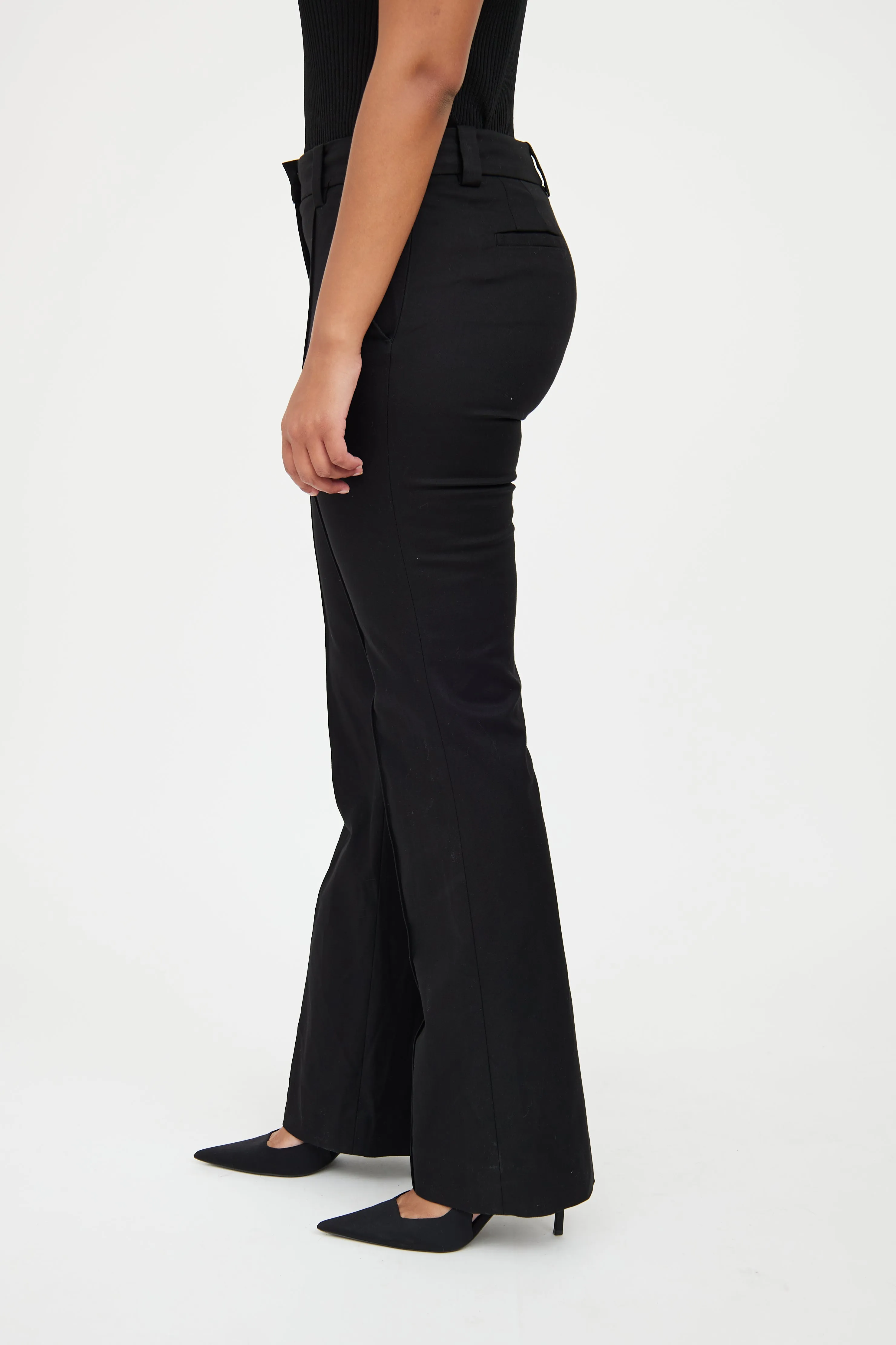 Black Pleated Flared Dress Pant