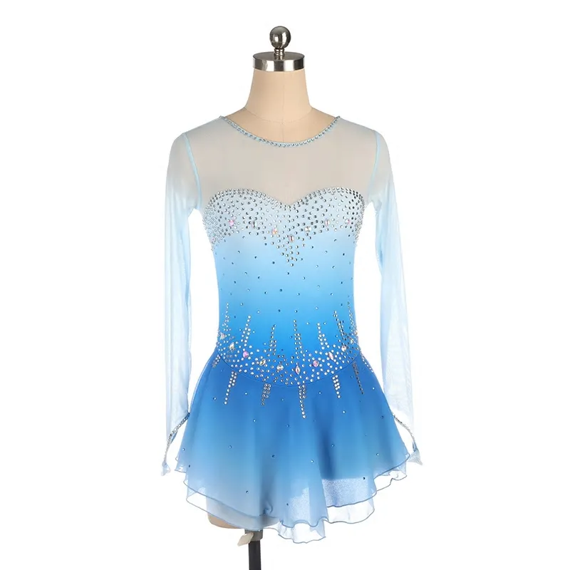 Blue Ombre Competition Figure Skating Dress  BSU2682.8 Large Stock