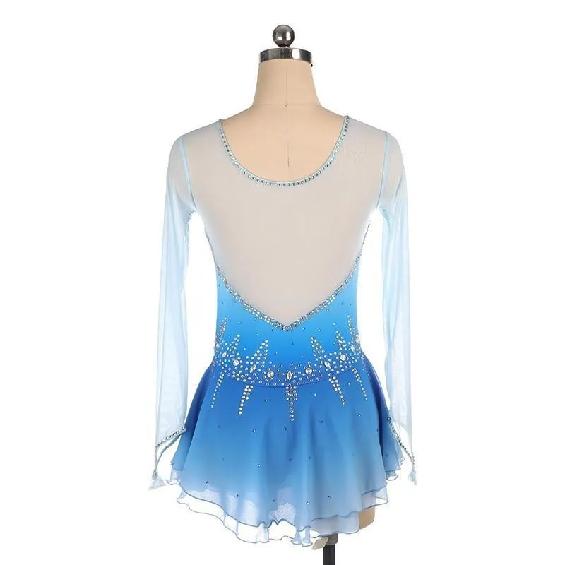 Blue Ombre Competition Figure Skating Dress  BSU2682.8 Large Stock