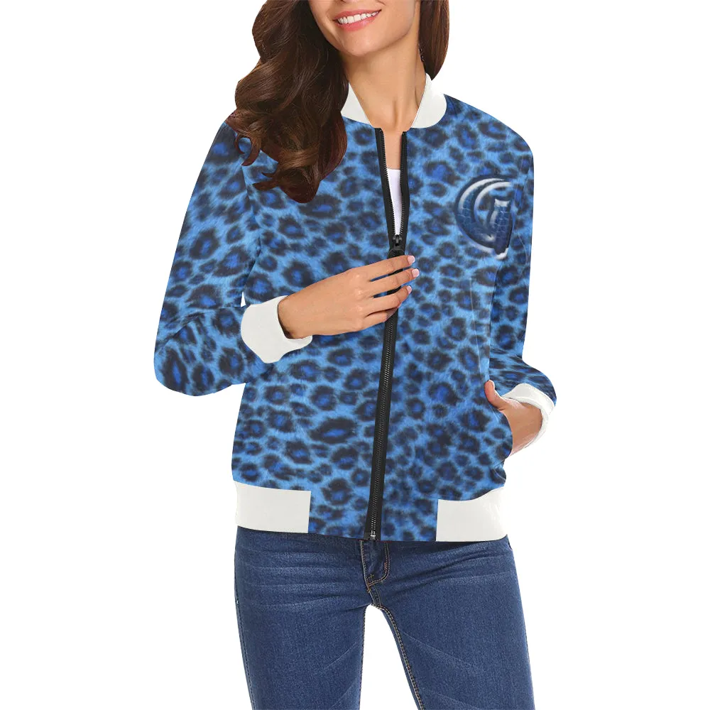 BLUE TIGER SKIN All Over Print Bomber Jacket for Women