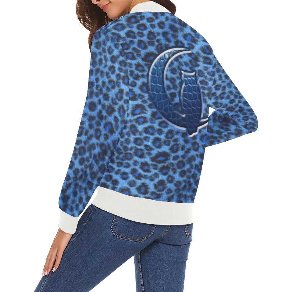 BLUE TIGER SKIN All Over Print Bomber Jacket for Women