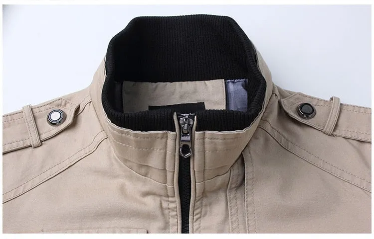 Bomber Jacket Men Fashion Casual Windbreaker Coat Outwear Stand Slim Military Jackets